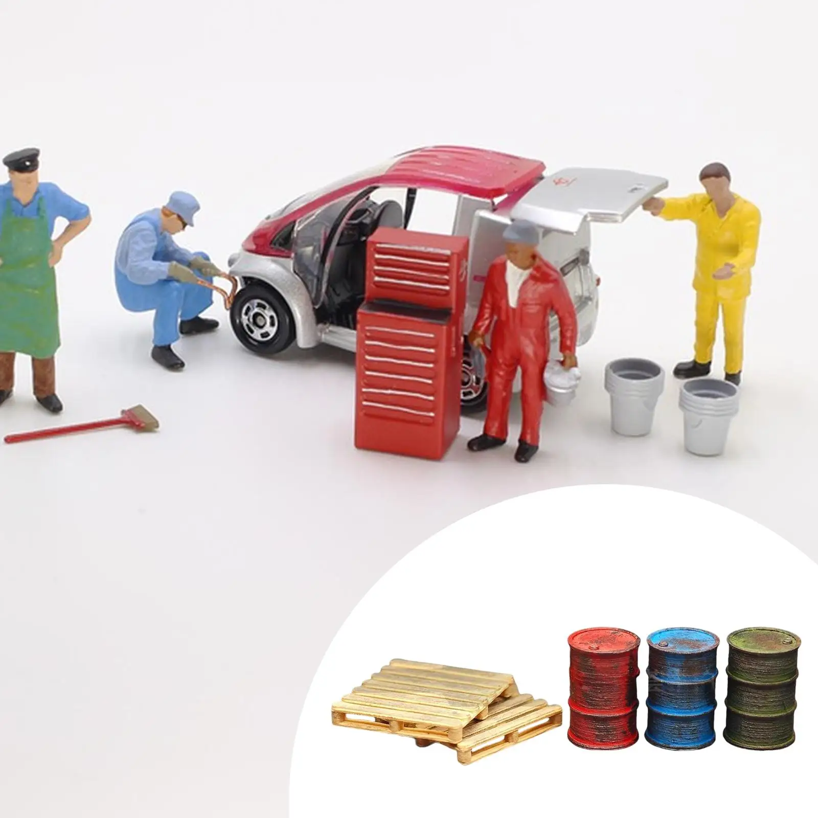 Набор из 3-х моделей бочек для масла в гараже, масштаб 1/64, коллекционные, креативные, декоративные, классические, ручная роспись, для мастерских, гаражей, парковок