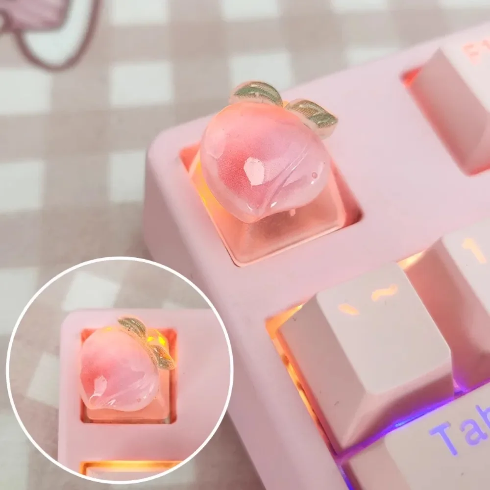 1pc Cute Fruit Transparent Keycap for Cherry Axis Mechanical Keyboard Pink Strawberry Peach ESC Supplement OEM R4 Keycap Gift