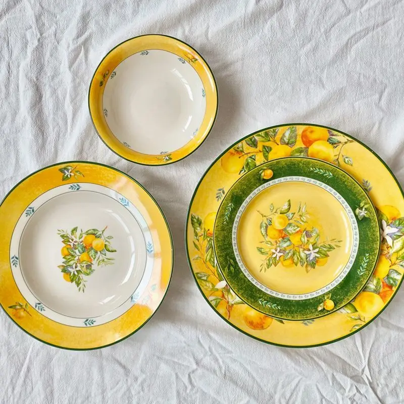 High-value home furniture European style Western food steak pasta plate yogurt bowl salad bowl appreciation board view 2