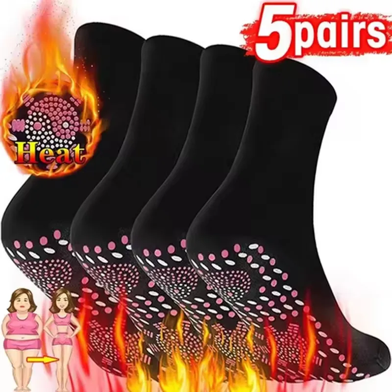 5/10pairs Compression Slimming Health Socks Winter Elastic Warm Self-Heating Socks Health Care Socks Magnetic Therapy Socks