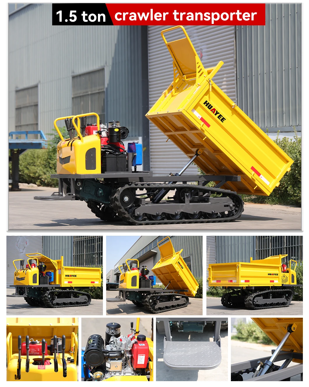 Kostenlose Lieferung. 4-Tonnen-Berg-Raupen-Kleinwagen, Transporter, Mini-Muldenkipper, 3-Tonnen-automatischer Muldenkipper, kann individuell angepasst werden – Detail 8