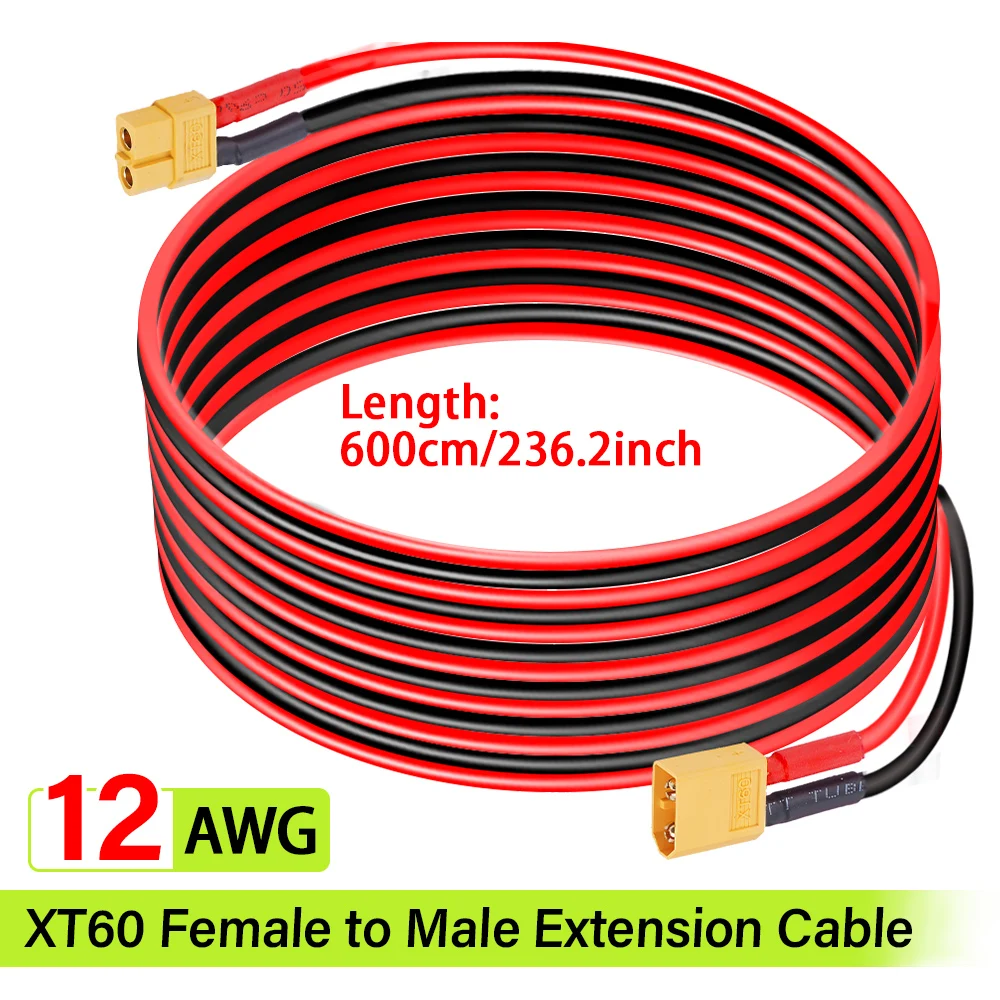 XT60 12AWG XT60 ذكر التوصيل إلى أنثى محول القابس موصل مع 600 سنتيمتر 12AWG سلك السيليكون لطائرة كوادكوبتر محرك البطارية