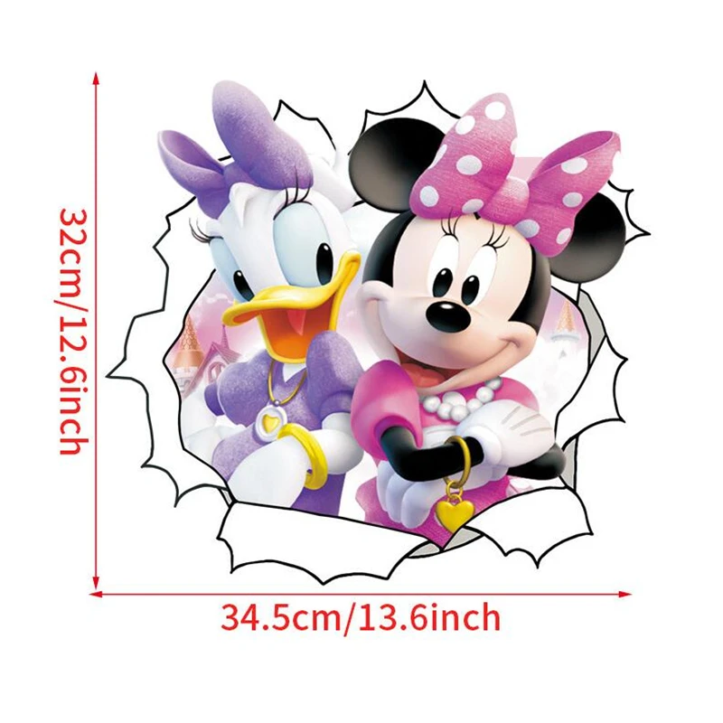 3D Cartoon Mickey Minnie Donald Duck Wall Stickers For Kid\'s Room Kindergarten Amusement Park Baby Bedroom Wall Art Decoration