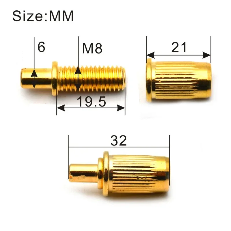 2Pcs Tune-O-Matic Bridge Studs & Anchors For Electric Guitar Chrome Black Gold Mount Diameter 6MM