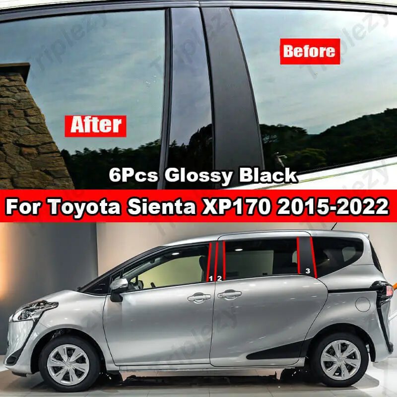 

6 шт., автомобильные наклейки из углеродного волокна для Toyota Sienta XP170 2015-2022