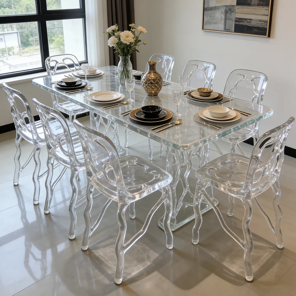 #Modern Luxury Resin Chair Crystal Transparent High End Wedding Event Hotel Dining Designer Furniture