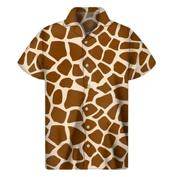 3D Printed Black And White Giraffe Pattern Hawaii Shirts Mens Short Sleeve Big Size Beach Shirts Funny Giraffe Party Blouse Tops