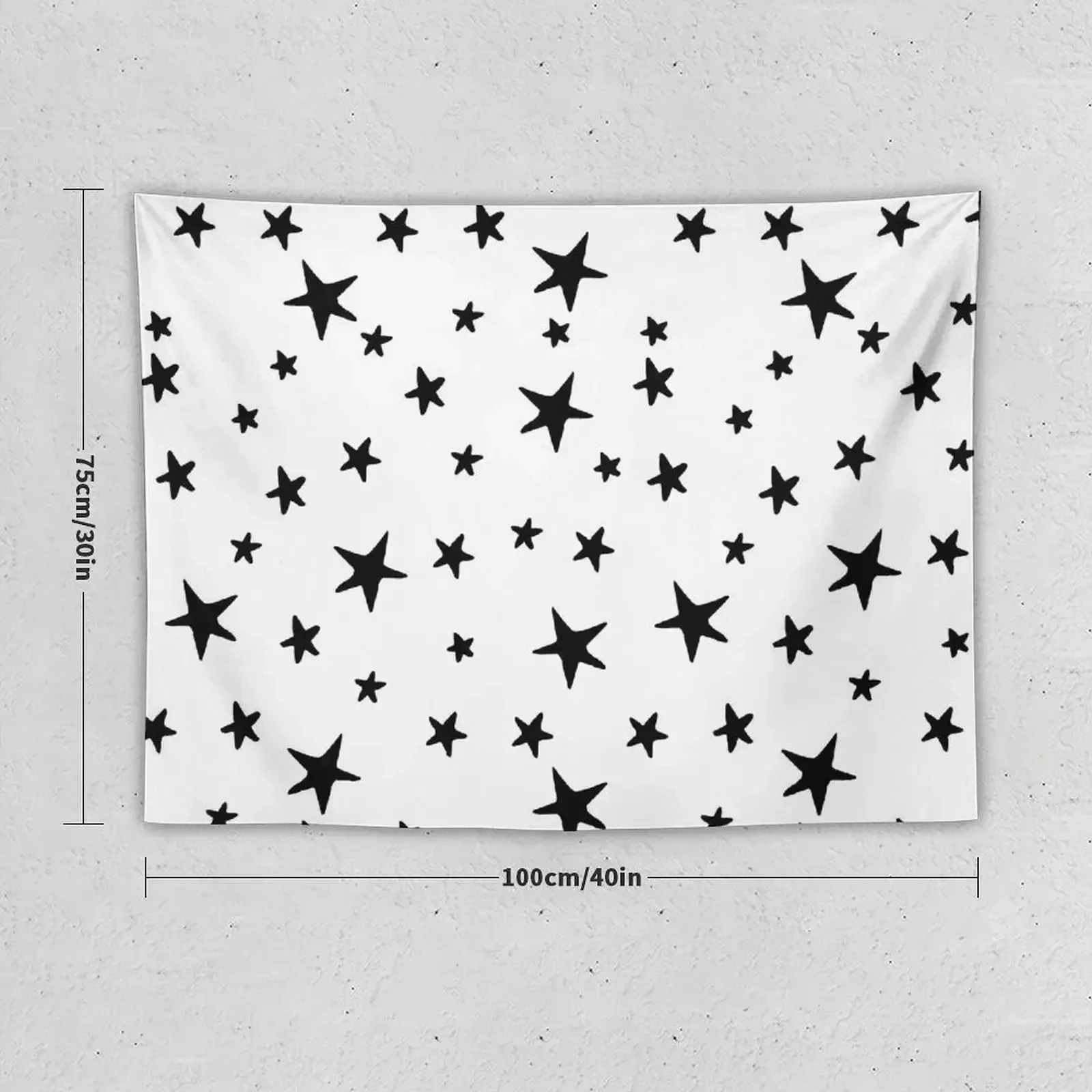 Stars - Black on White Tapestry Bedroom Decor Decoration Aesthetic Outdoor Decor Decor For Bedroom Tapestry