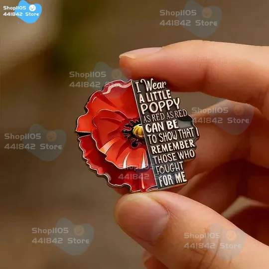 Red Poppy Remembrance Lapel Pin Unisex Red Friday Exquisite Brooch-Patriotic Appreciation Awareness Pin for Family Women Men