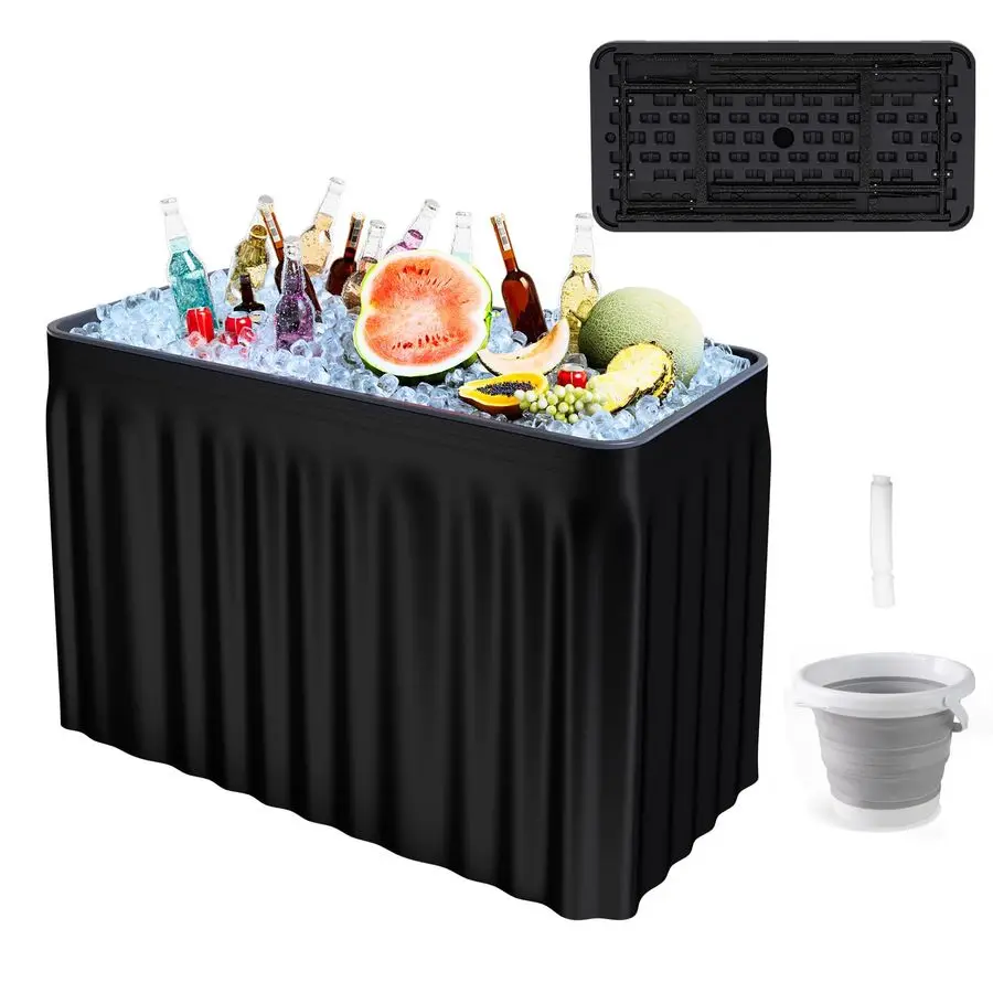 

Портативный складной стол-холодильник для напитков и еды с съемной декоративной накладкой и сливной пробкой, для патио и улицы