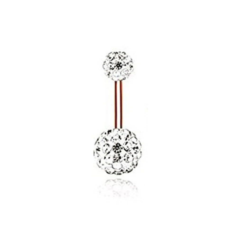 

6 Pcs in 1 Set Women Belly Button Medical Stainless Steel Crystal Navel Body Piercing Jewelry (Rose Gold)