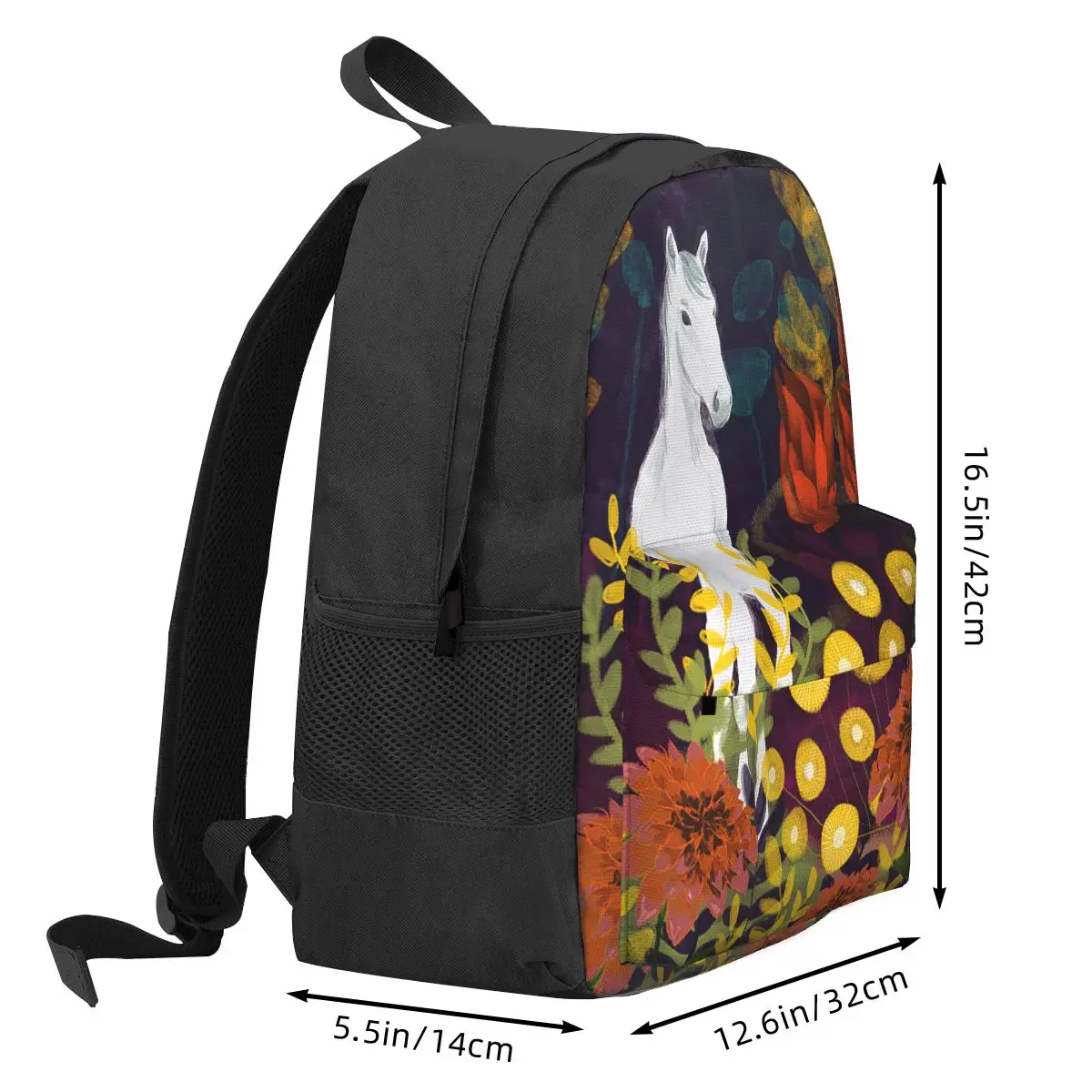 Galloping Horse Women Backpack Classical Children School Bag Flower Computer Rucksack Boys Girls Large Capacity Travel Rucksack