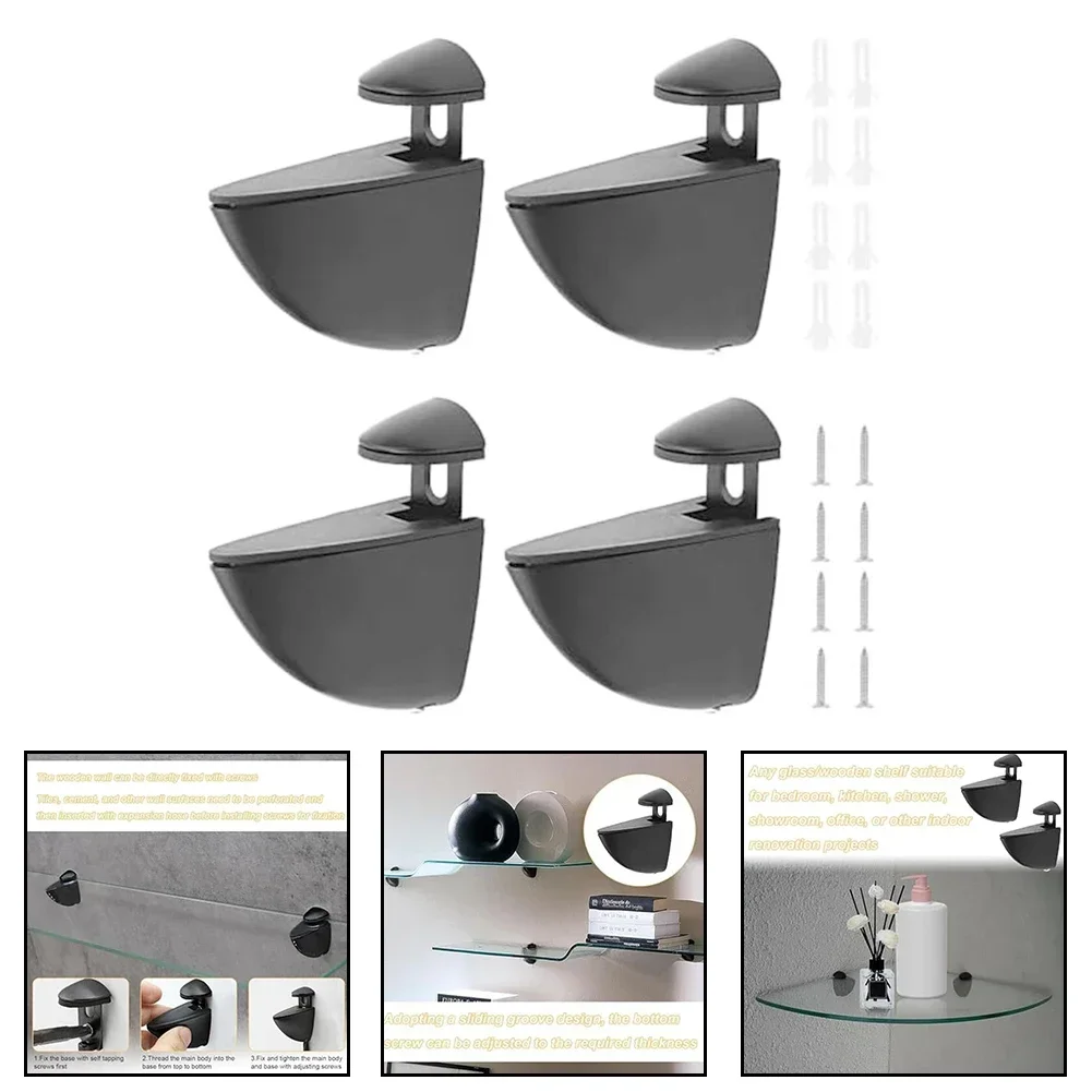 4-piece Glass Shelf Brackets Adjustable Glass Brackets For Thickness 2-21 Zinc Alloy Wall Mount Fixed Plate Support Holder Clamp