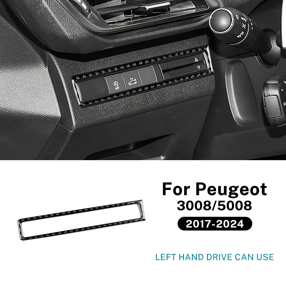 

For Peugeot 3008/5008 ICEV PHEV 2017 2018 2019 2020 2021 2022 2023 LHD Real Soft Carbon Fiber Car Headlight Switch Frame Sticker