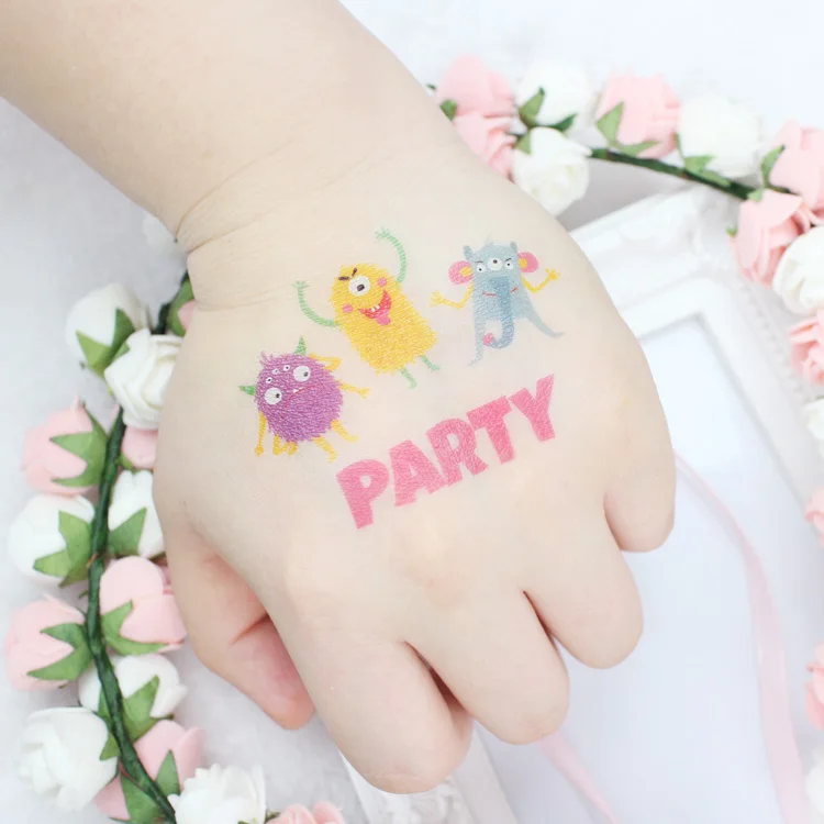 Rocooart Children Tattoo Little Monster Fake Tattoo Kids Gift Temporary Tattoo Sticker Cartoon Tatuagem Party Tatuaje Flash Taty