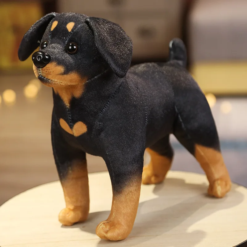 lovely plush black dog toy soft standing Rottweiler doll kids' birthday gift about 32cm