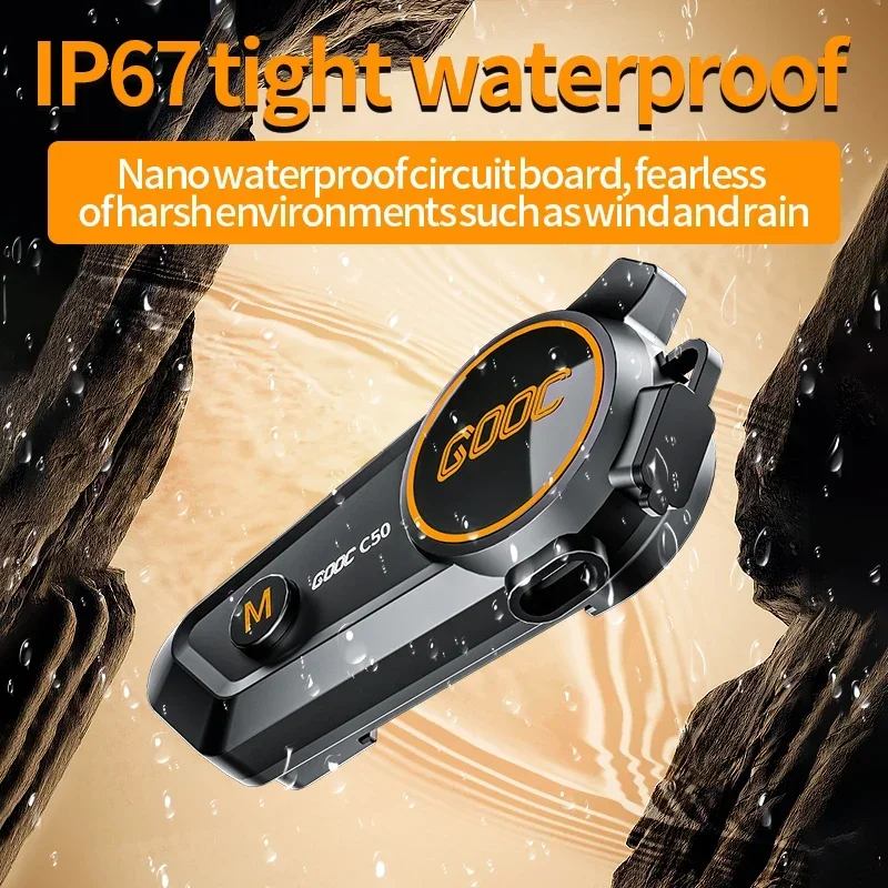 C50 Motorcycle Bluetooth Helmet Headset V5.3 Tri-Colorful Lights Earphone IPX6 Waterproof Support Connecting 2 Phones Same Time image 3