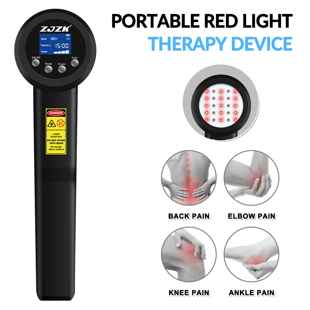 

ZJZK Cold Wave Laser Therapy For Acl Tear 650nmx10diodes+808nmx15diodes Heat Laser Therapy For Pain Knee Ligament Inflammation