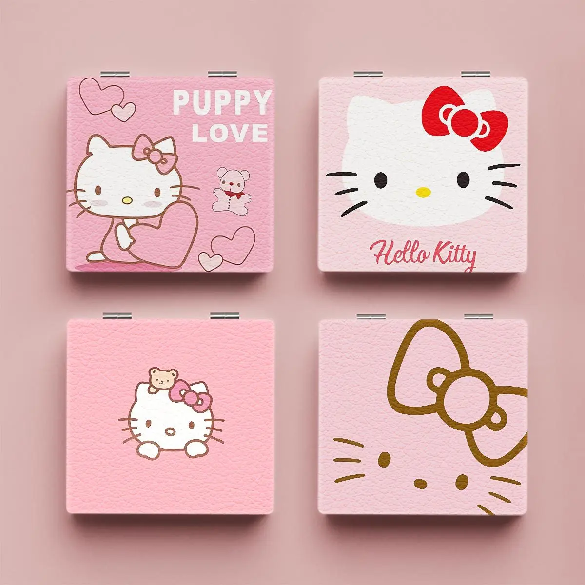 

New Hello Kitty Sanrio Mirror Portable Small Mirror Anime Portable Folding Mirrors Double-Sided Pattern Makeup Mirror Girl Gifts