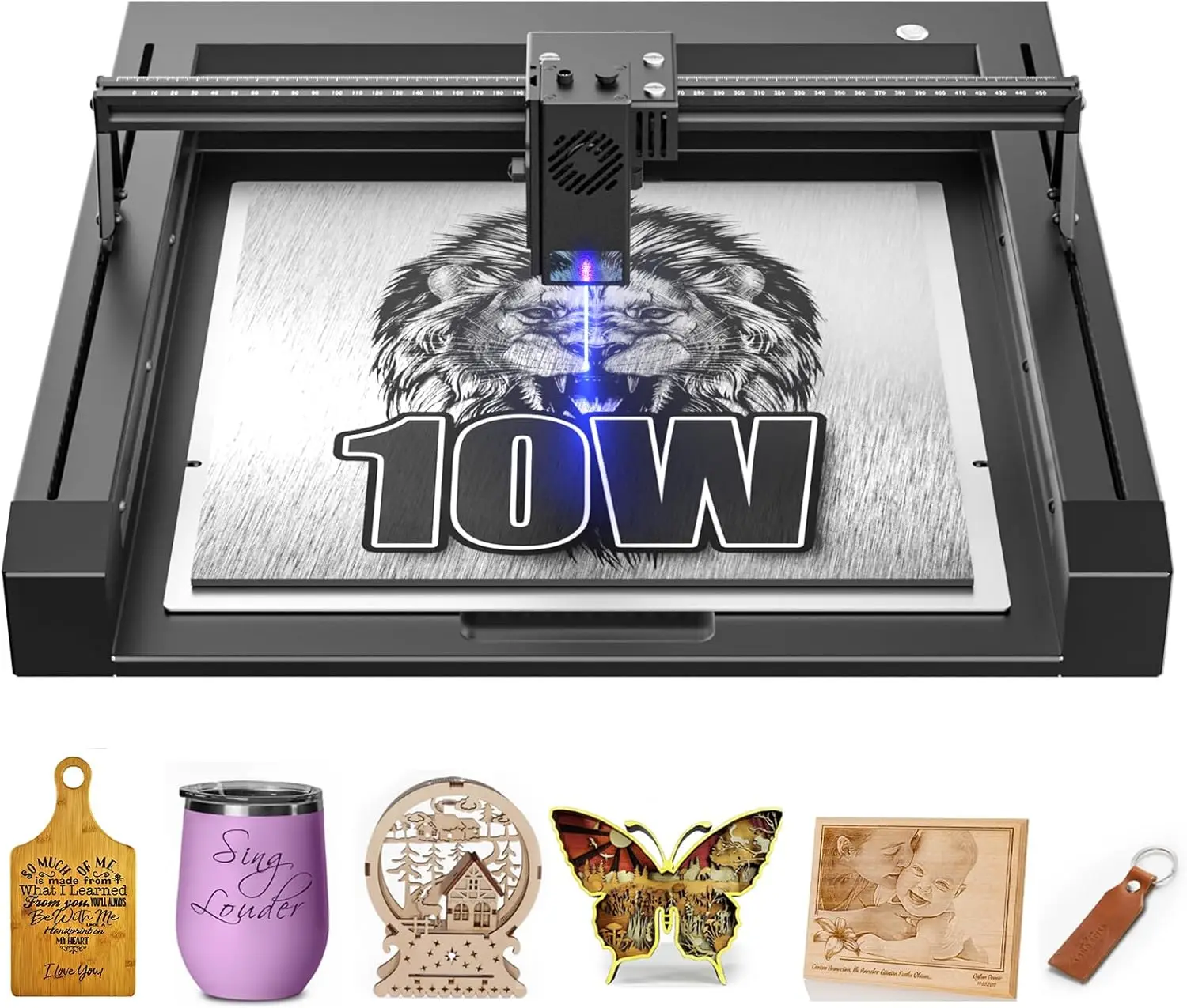 Iwecolor Laser Engraver Machine 10W Output Power, 72W Diy Laser Engraving Machine 0.06Mm High Precision Laser Cutter And