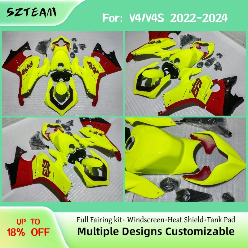 

Комплект обтекателей для спортбайка DUCATI Panigale V4S 2022 2023 2024, включая панели топливного бака, в цвет, профессиональные