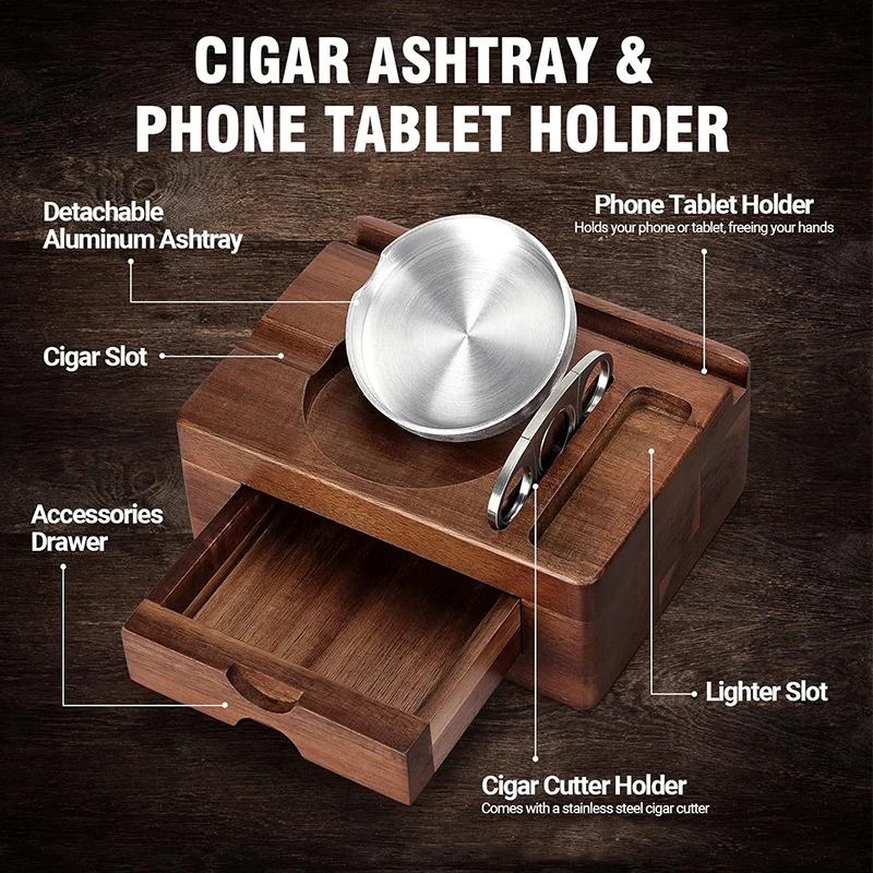 Wooden Cigar Ashtray Set Ashtr - огляд і ціна Men Accessories Drawer