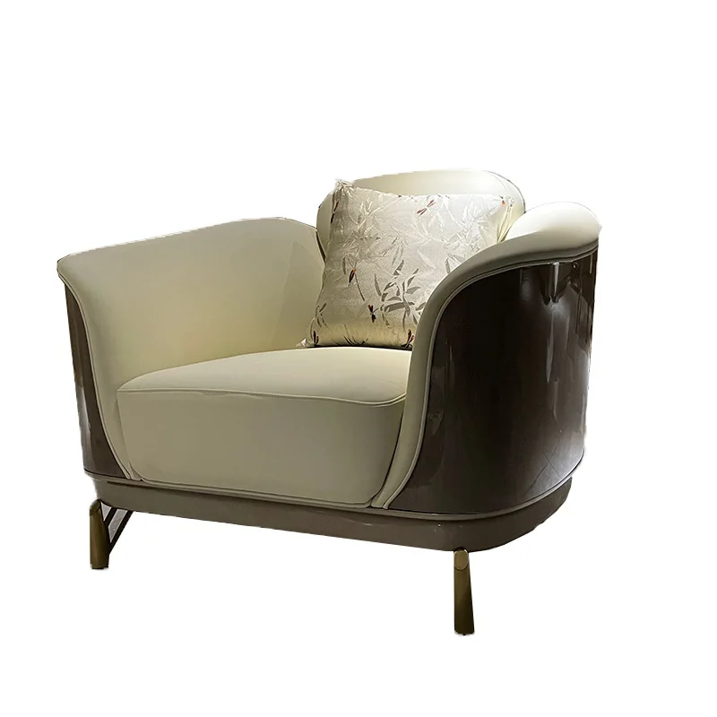 

Light luxury leather sofa living room sofa Italian villa large apartment living room