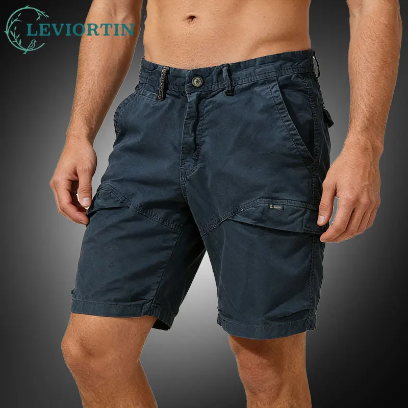 Men's Multi-Pocket Cargo Shorts Summer Outdoor Mountain Camping Solid Color Casual Five-Point Pants Man Sports Athletic Trousers