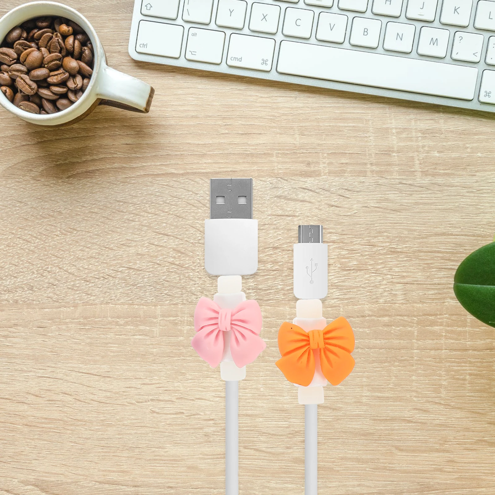 

Data Cable Protective Sleeve Reusable Cord Organizer Plastic Durable Soft Lovely Cute Adorable Cartoon Bowknot Home