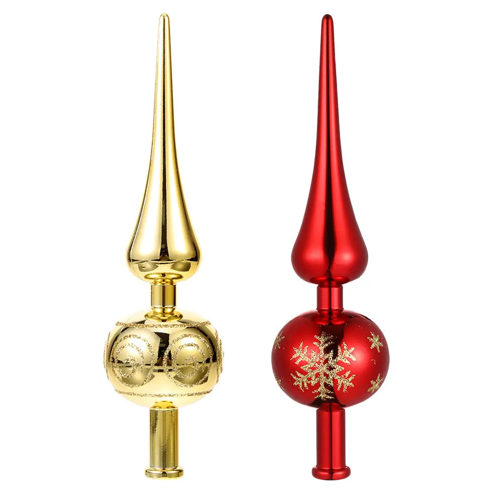 

2Pcs Christmas Tree Topper Star Decor Sparkling Xmas Treetop Ornament Gourd Shaped Plastic Finial for Holiday Home Office