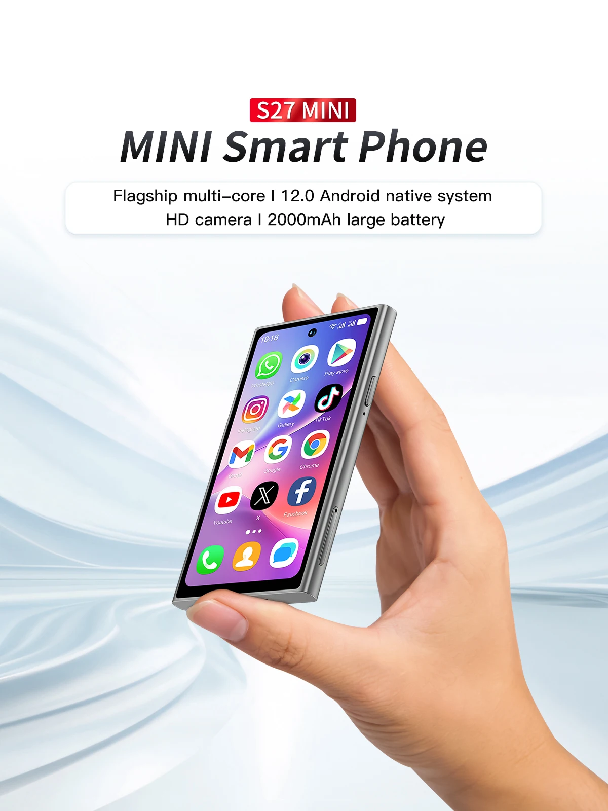 SERVO S27 MINI Android OS Mini Smartphone 4G LTE 16GB/64GB ROM Play Store WiFi Face Unlock 2 SIM 4.0" Pocket Small Smart Phones