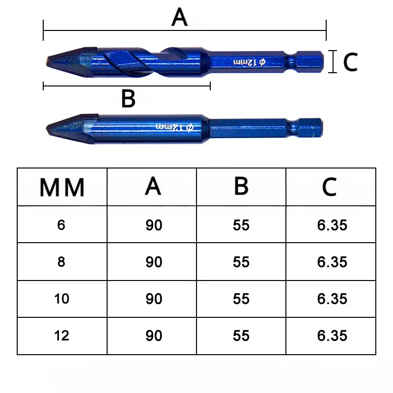 Ceramic Stone Rock Slab Hexagonal Straight Groove Dry Drilling Overlord Drill Bit Spiral Groove Eccentric Drill Bit Tool Set