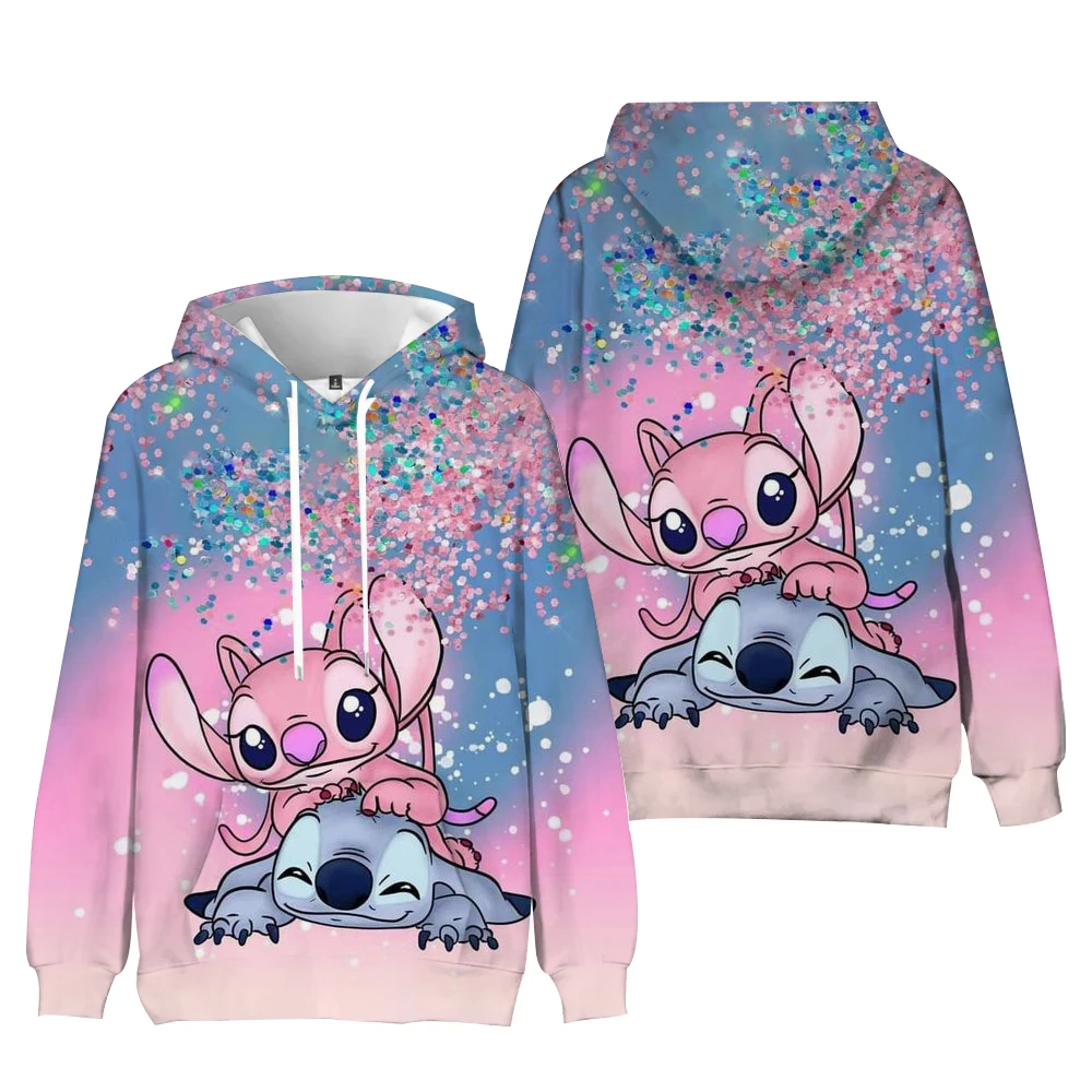 2024 New Disney Stitch Cartoon Cute Loose Hooded Hooded Hoodie Girl\'s Friend Dress Couple Dress Casual Fashion Hoodie Top Coat