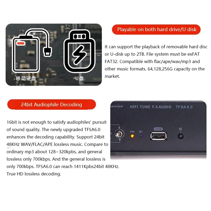 6922 Line Tube Preamplifier Bluetooth 5.2 6N2*3 6K4*3 Tube HIFI Preamplifier Vinyl Turntable Amplifier UBS Music Turntable