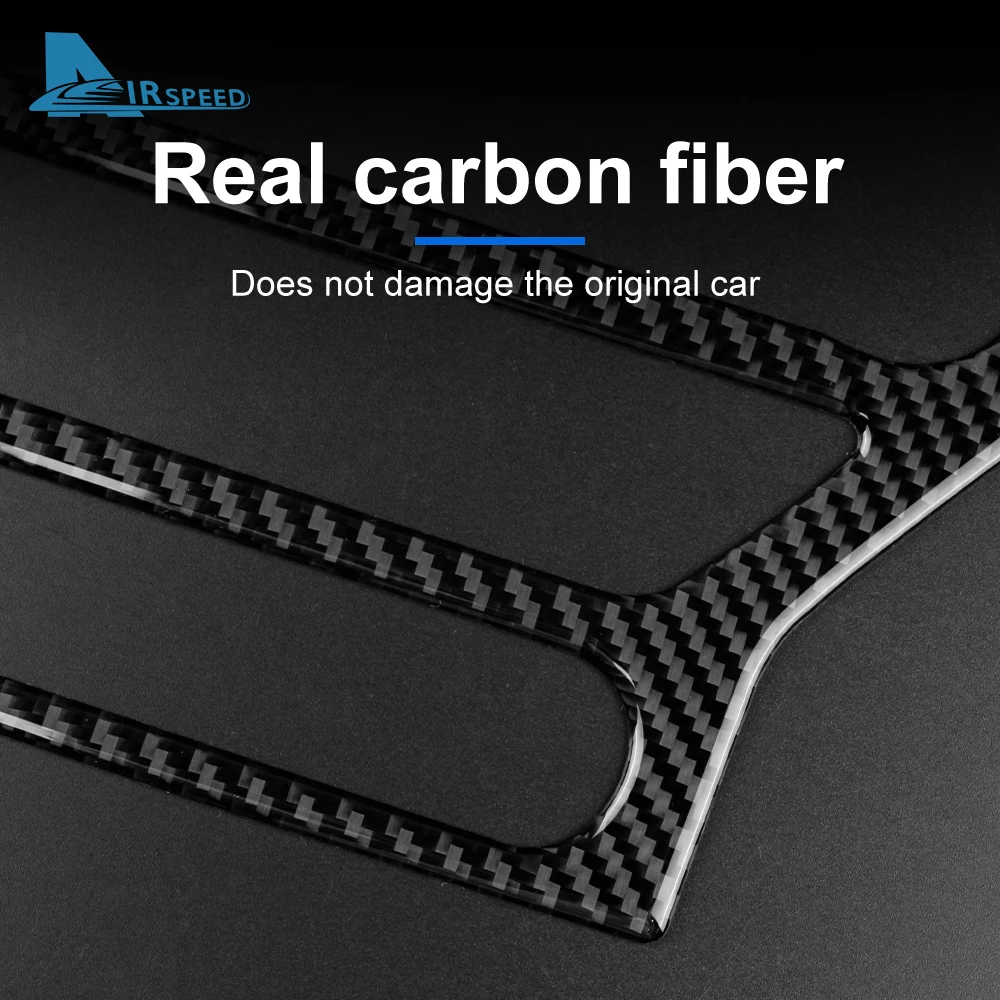 フォードマスタング2015, 2016, 2017, 2018, 2019, 2020, 2021, 2022に適した,コントロールパネル付きの本物のソフトカーボンファイバーコンソールステッカー