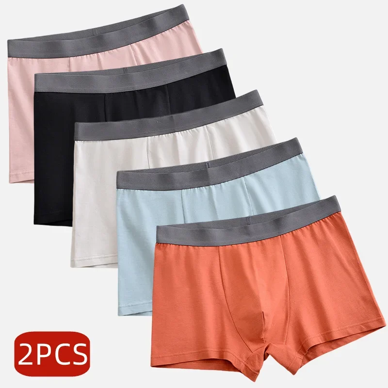 2pcs Herren höschen Baumwolle Mann Unterwäsche Boxer Unterhosen Shorts L-5XL große Größe hoch elastisch atmungsaktiv weich sexy bequem