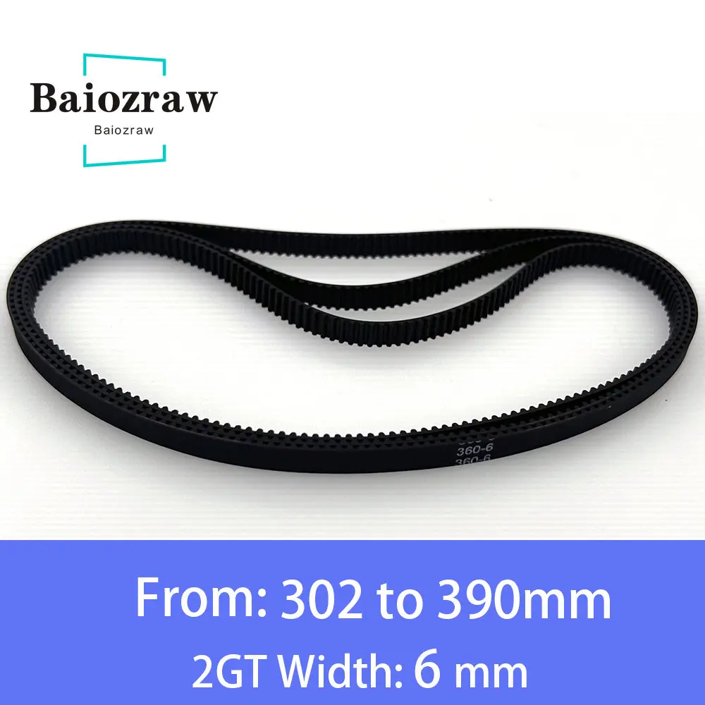 

3D Printer Parts GT2 6mm Closed Loop Rubber Timing Belt 302 308 320 330 336 340 348 350 358 360 370 376 380 386 390mm 2GT 1pcs