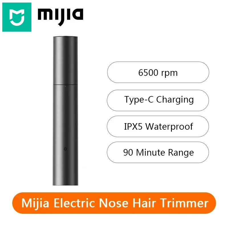 

Электрический триммер MIJIA для волос в носу, зарядка Type-c, магнитное всасывание, защитное покрытие с антибактериальным покрытием, водонепроницаемость IPX5