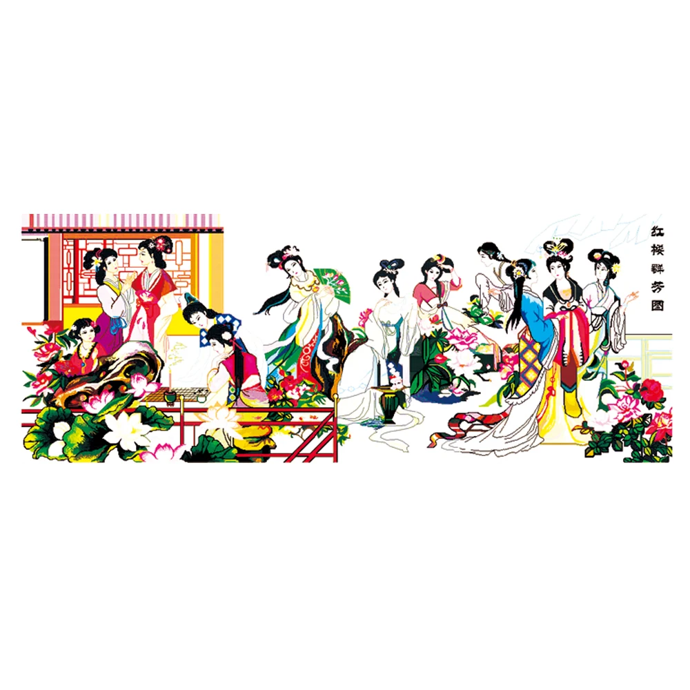 

Набор для вышивки крестом Joy Sunday Beauties In Red Mansion, 14CT, 11CT, 16CT, счетная и штампованная книга, домашний декор, R002 (1)