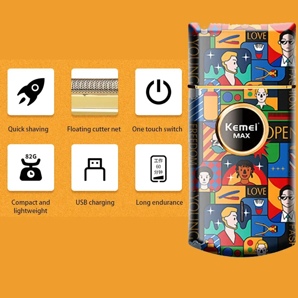 Kemei KM-RS7098 Титановая двойная фольга сабельная бритва Профессиональная парикмахерская электрическая мужская бритва с рисунком граффити
