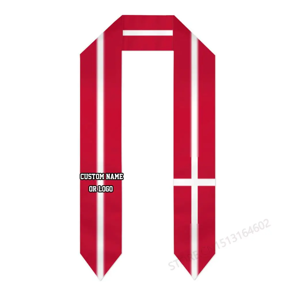 Custom Name Or Logo Denmark Flag Scarf Graduation Stole Sash International Study Abroad Class of 2023 Shawl