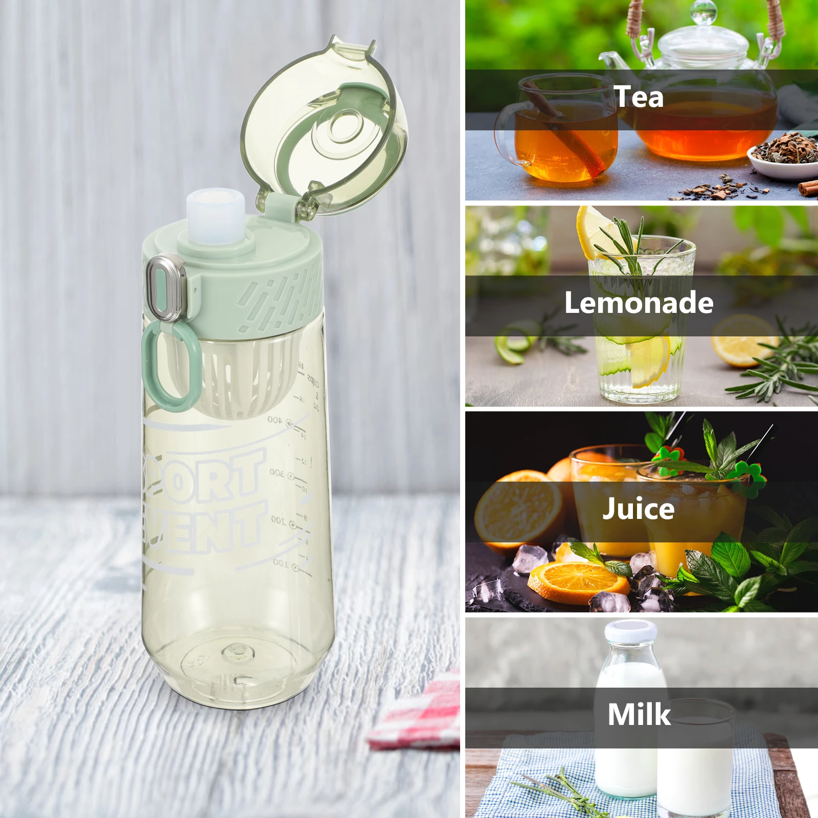 

650ml Green Portable Large Capacity for Outdoor Water Bottle Outdoor Fitness Gym Large Capacity Water Bottle Travel