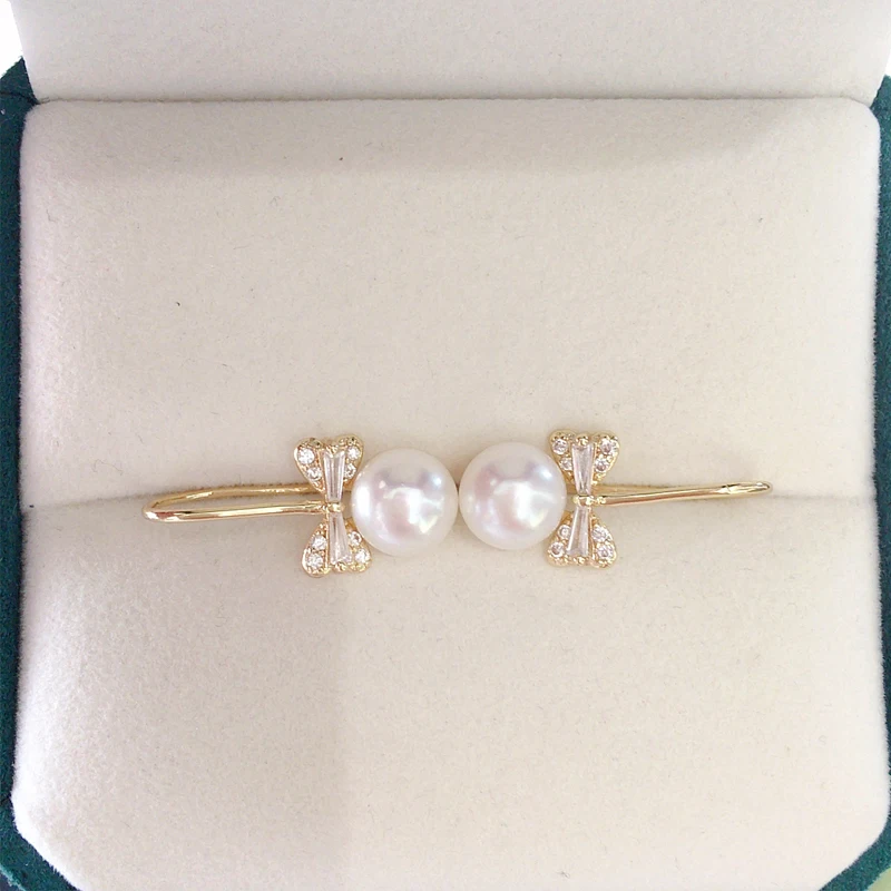 ZHBORUINI 2024 New AAA Zircon Bow Stud Earrings For Women Jewelry 100% Genuine Natural Freshwater Pearl Earrings Gift Wholesale