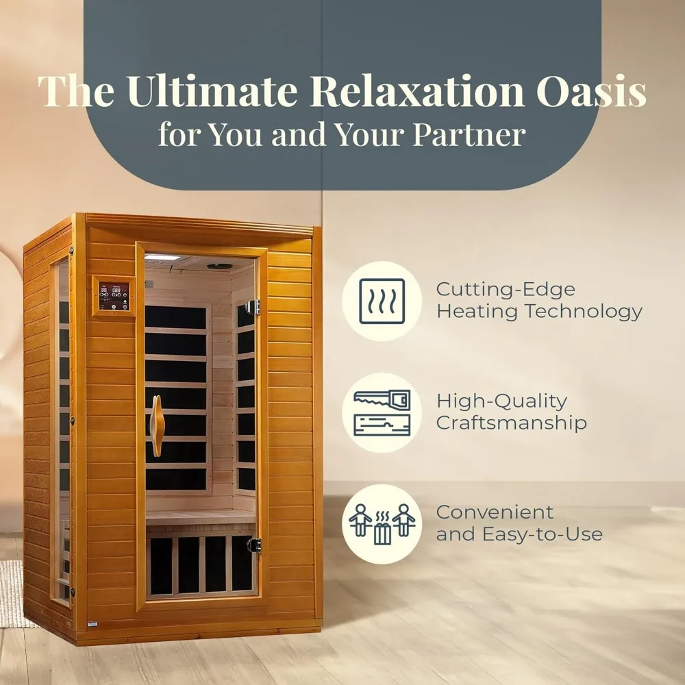 Dynamic Saunas 2-Person Low EMF FAR Infrared Sauna, Canadian Hemlock Wood, Saunas