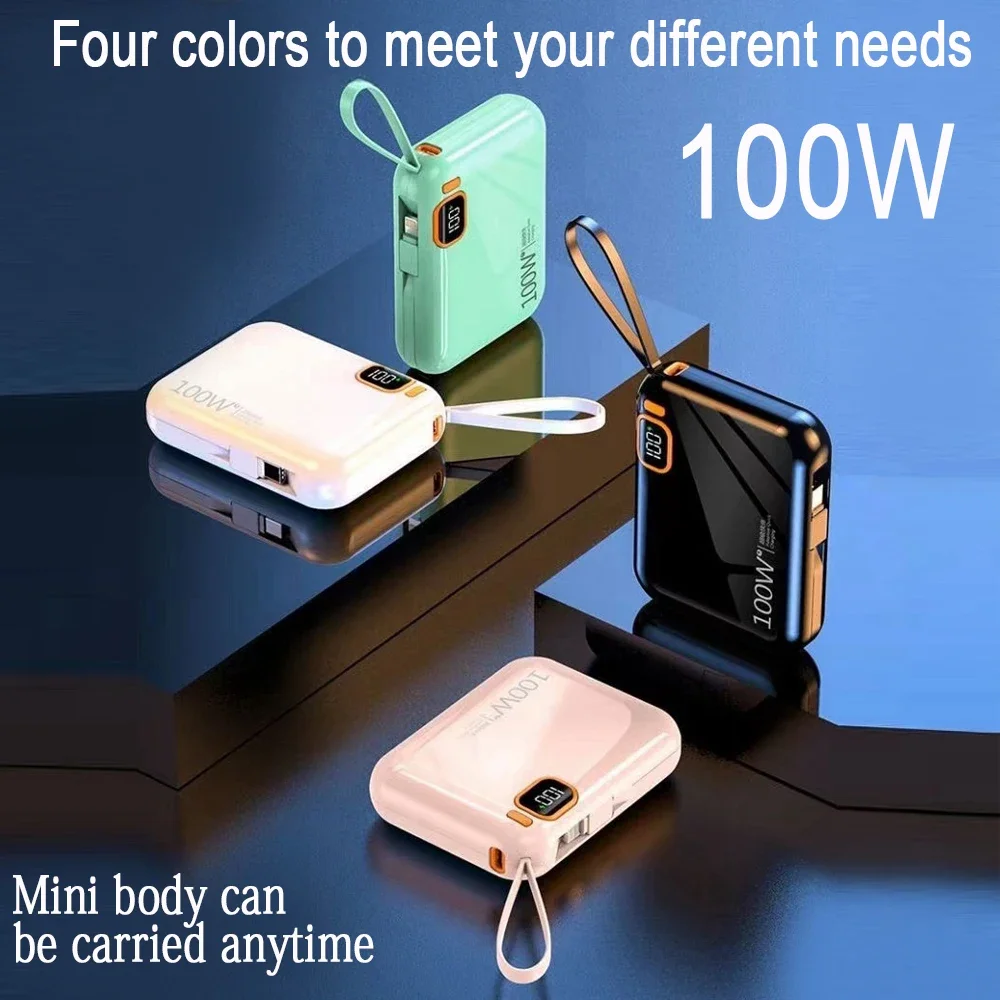 Mini 100W Super Fast Charging 20000mAh Comes with Cable, Large Capacity Power Bank Portable Apple Huawei Universal