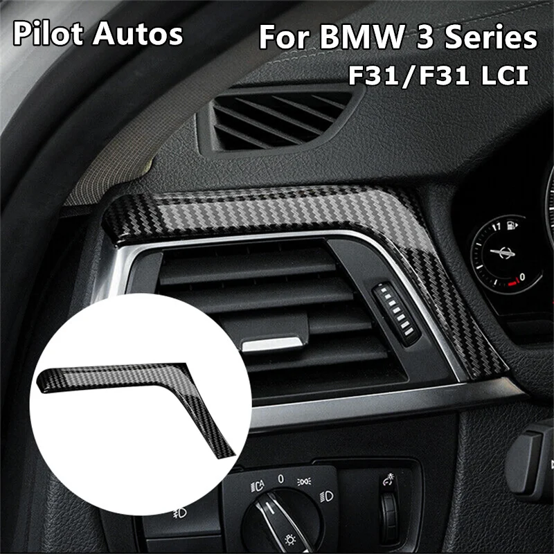 For BMW 3 Series F31 LCI Mail Drive Main-Pilot Air Vent Outlet Trim Frame Genuine Carbon Fiber Sticker Interior Decoration