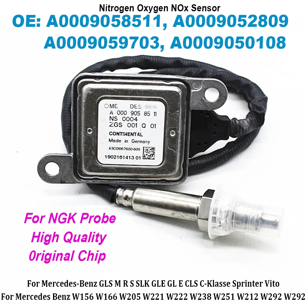 

A0009058511 A0009052809 A0009050108 For NGK Probe NOX Sensor For Benz R172 SLK250 Klasse C E M Gle Slc Slk V W447 Vito mixto T