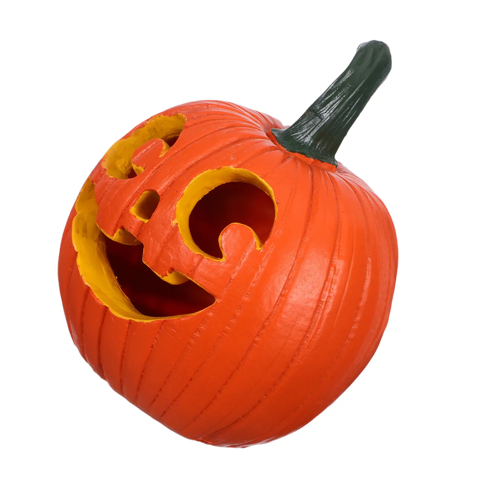 Resin Pumpkin Halloween Statue Lifelike Jack O Lantern Sculpture Versatile Seasonal Decor for Fireplace Desk Window Lawn Bar