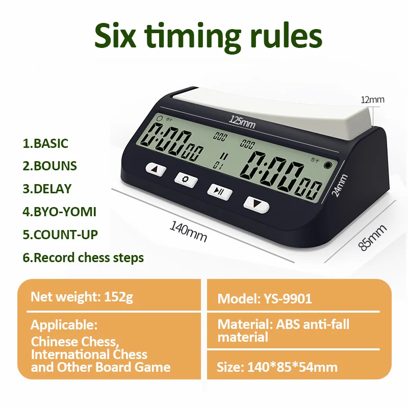 YS9901/YS902 Digital Chess Timer Professional Chess Clock Multifunctional Digital Count Up Count Down Precision Game Stopwatch