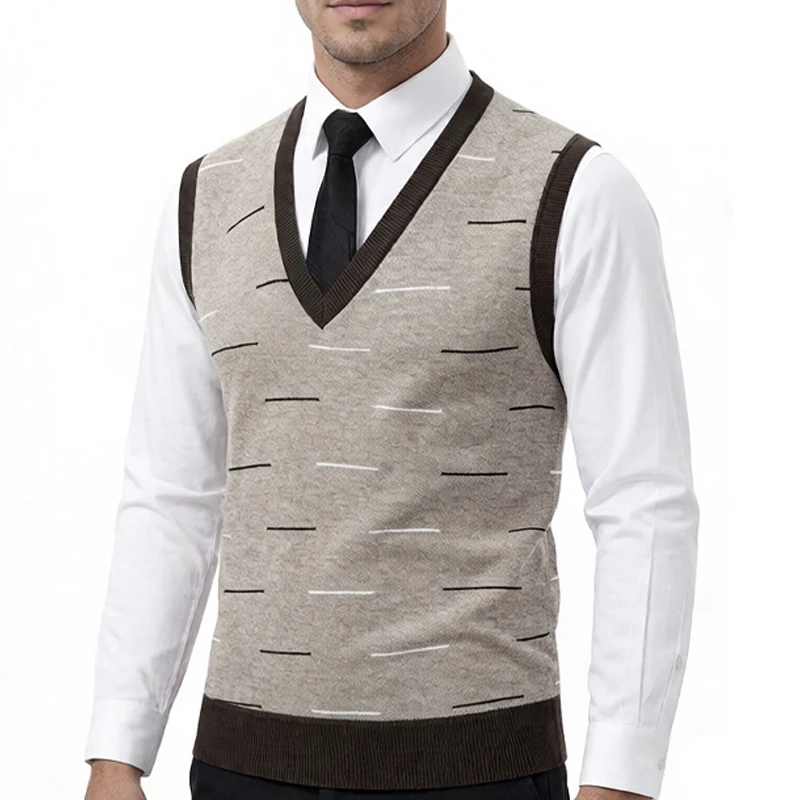 

Мужские классические вязаные жилеты без рукавов с V-образным вырезом, супермягкие, эластичные, повседневные, спортивные пуловеры (американские размеры)
